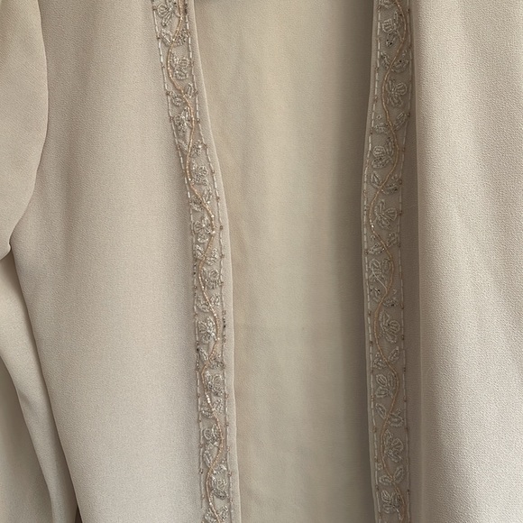 R&M Richards Cream Pink Floral Beaded Detail Sheer Blazer Jacket size 12P - Picture 15 of 17
